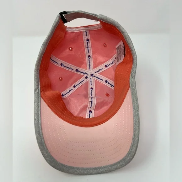 Champion Women’s Adjustable Hat Coral Pink White C Embroidered Logo Baseball Hat - Picture 9 of 11